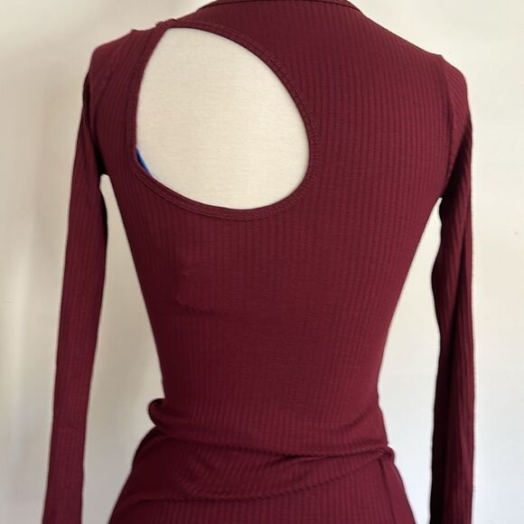 SIMON MILLER Dark Red Ribbed MIDI Dress S - Picture 4 of 9